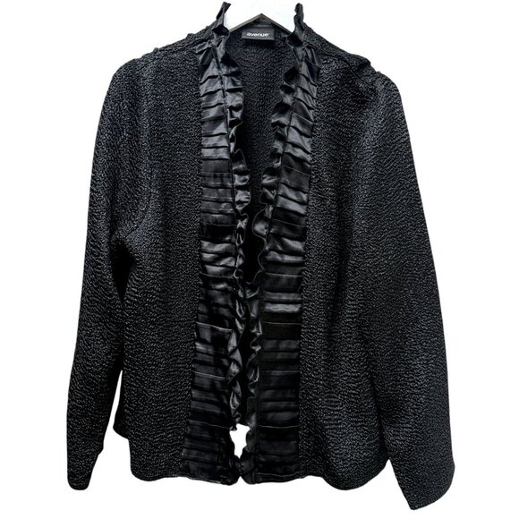 Avenue Evening Jacket Plus Size 18/20 Black Crinkle Ruffle Womens Party Top - Picture 1 of 8